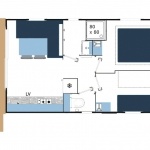 Exemple d'implantation Confort 2 Chambres Vue Mer pignon - Camping Eden VillagesCap de Bréhat* - Camping Paimpol